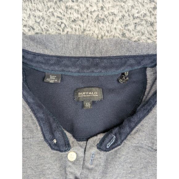 David Bitton Buffalo Shirt Men 2XL XXL Blue Short Sleeve Polo Preppy Casual - Picture 2 of 6